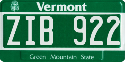 VT license plate ZIB922