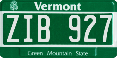 VT license plate ZIB927