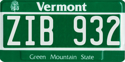 VT license plate ZIB932