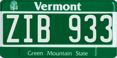VT license plate ZIB933