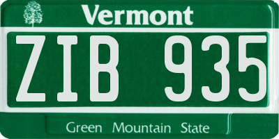 VT license plate ZIB935