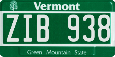 VT license plate ZIB938