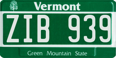 VT license plate ZIB939
