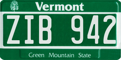 VT license plate ZIB942