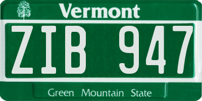 VT license plate ZIB947