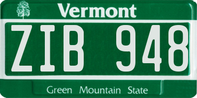 VT license plate ZIB948