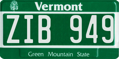 VT license plate ZIB949