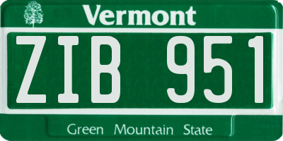 VT license plate ZIB951