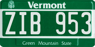 VT license plate ZIB953
