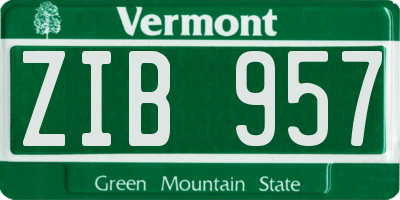 VT license plate ZIB957