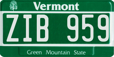 VT license plate ZIB959
