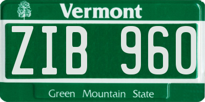 VT license plate ZIB960