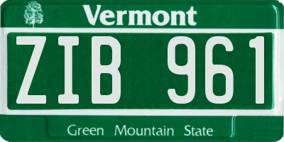VT license plate ZIB961