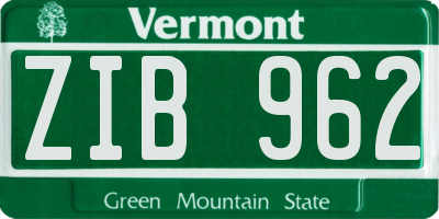 VT license plate ZIB962