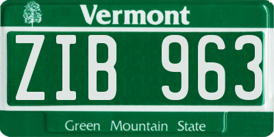 VT license plate ZIB963