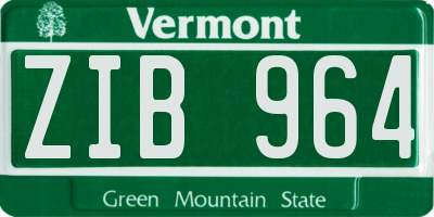VT license plate ZIB964