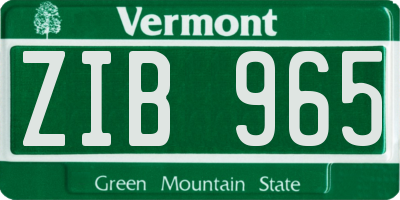 VT license plate ZIB965