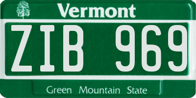 VT license plate ZIB969