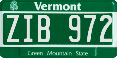 VT license plate ZIB972