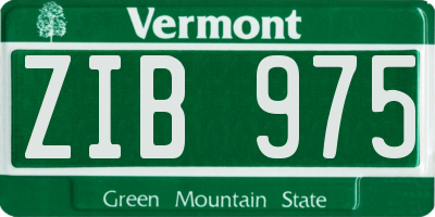 VT license plate ZIB975