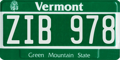 VT license plate ZIB978