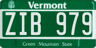VT license plate ZIB979