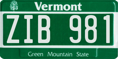 VT license plate ZIB981