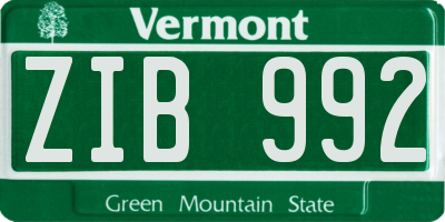 VT license plate ZIB992