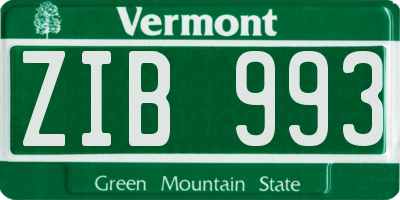 VT license plate ZIB993