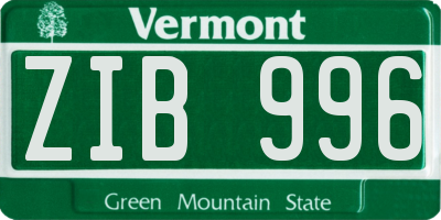 VT license plate ZIB996