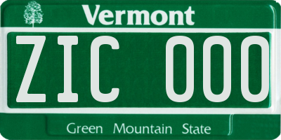 VT license plate ZIC000