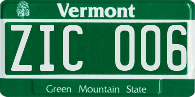 VT license plate ZIC006