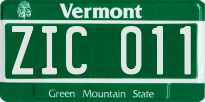 VT license plate ZIC011