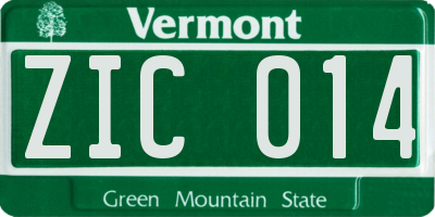 VT license plate ZIC014