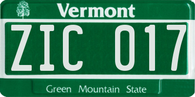 VT license plate ZIC017