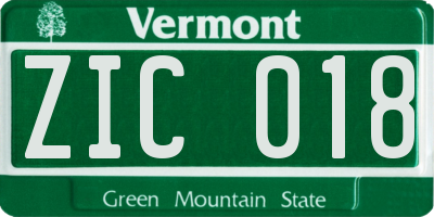VT license plate ZIC018