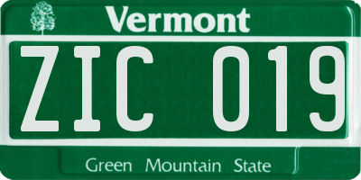 VT license plate ZIC019