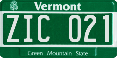 VT license plate ZIC021