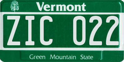 VT license plate ZIC022