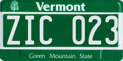 VT license plate ZIC023