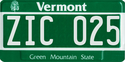 VT license plate ZIC025