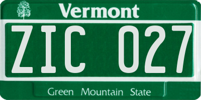 VT license plate ZIC027