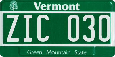 VT license plate ZIC030