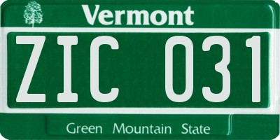 VT license plate ZIC031