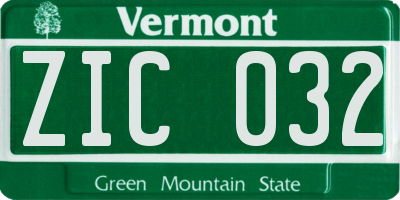VT license plate ZIC032