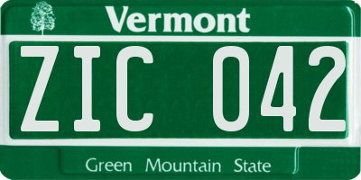 VT license plate ZIC042