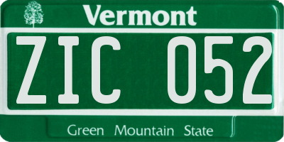 VT license plate ZIC052