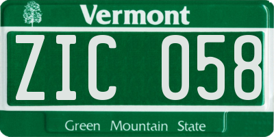 VT license plate ZIC058