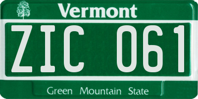 VT license plate ZIC061