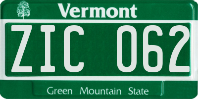 VT license plate ZIC062